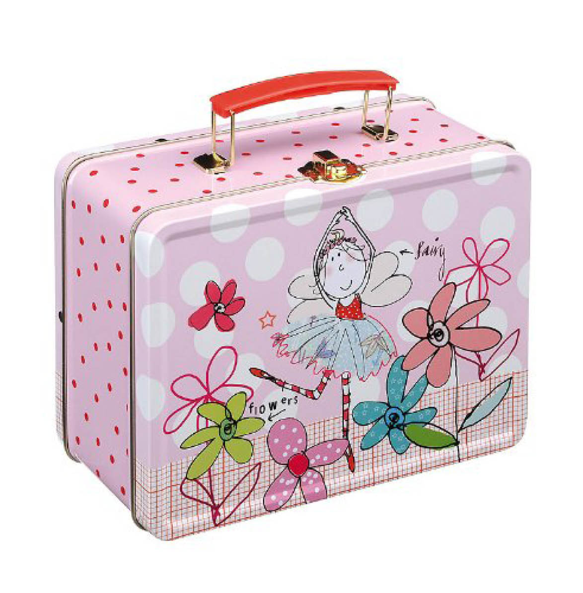 Caroline Gardener Pink Girls Fairy Flora Lunch Tin Box