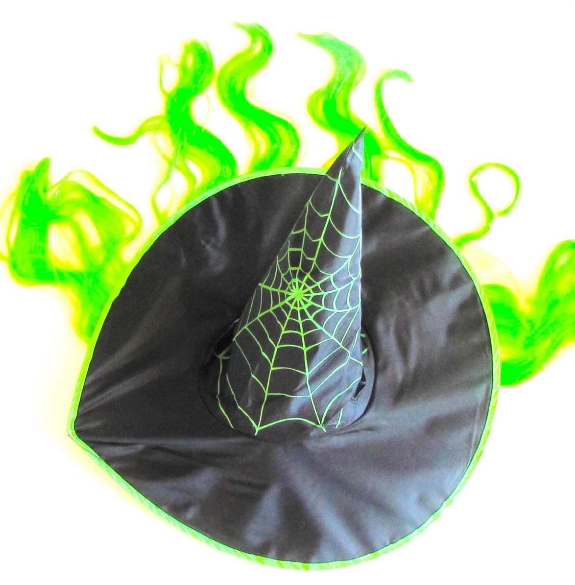 Halloween Witch's Hat with Green Neon Hair