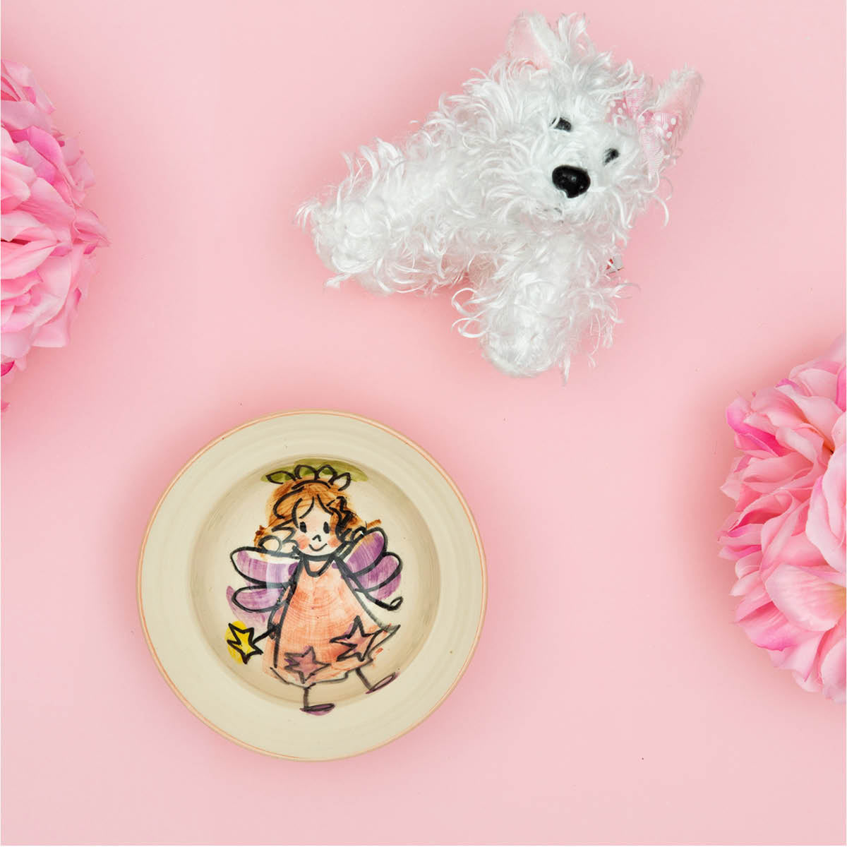Fairy Plate Gift Set with Puppy Terrier Plush