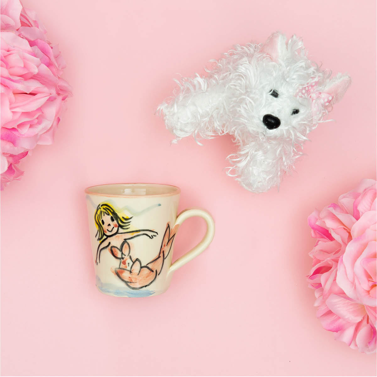 Mermaid Mug Gift Set with Puppy Terrier Plush 
