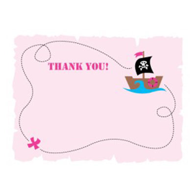 Pirate Party Pink Thank You Cards