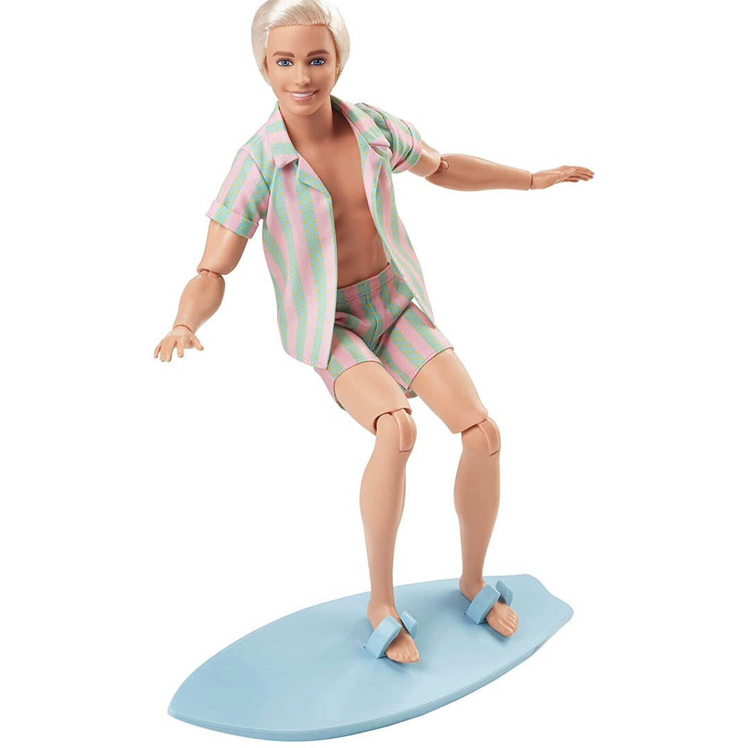 Barbie Movie Ken in Beach Outfit and surfboard