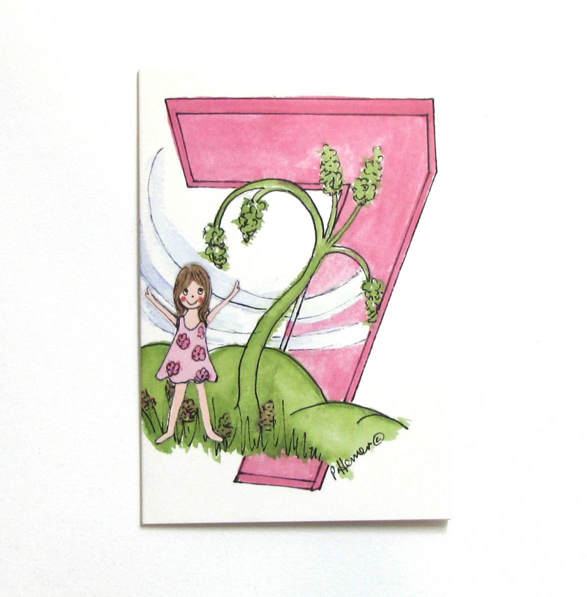 Age 7 - Little Girl Card