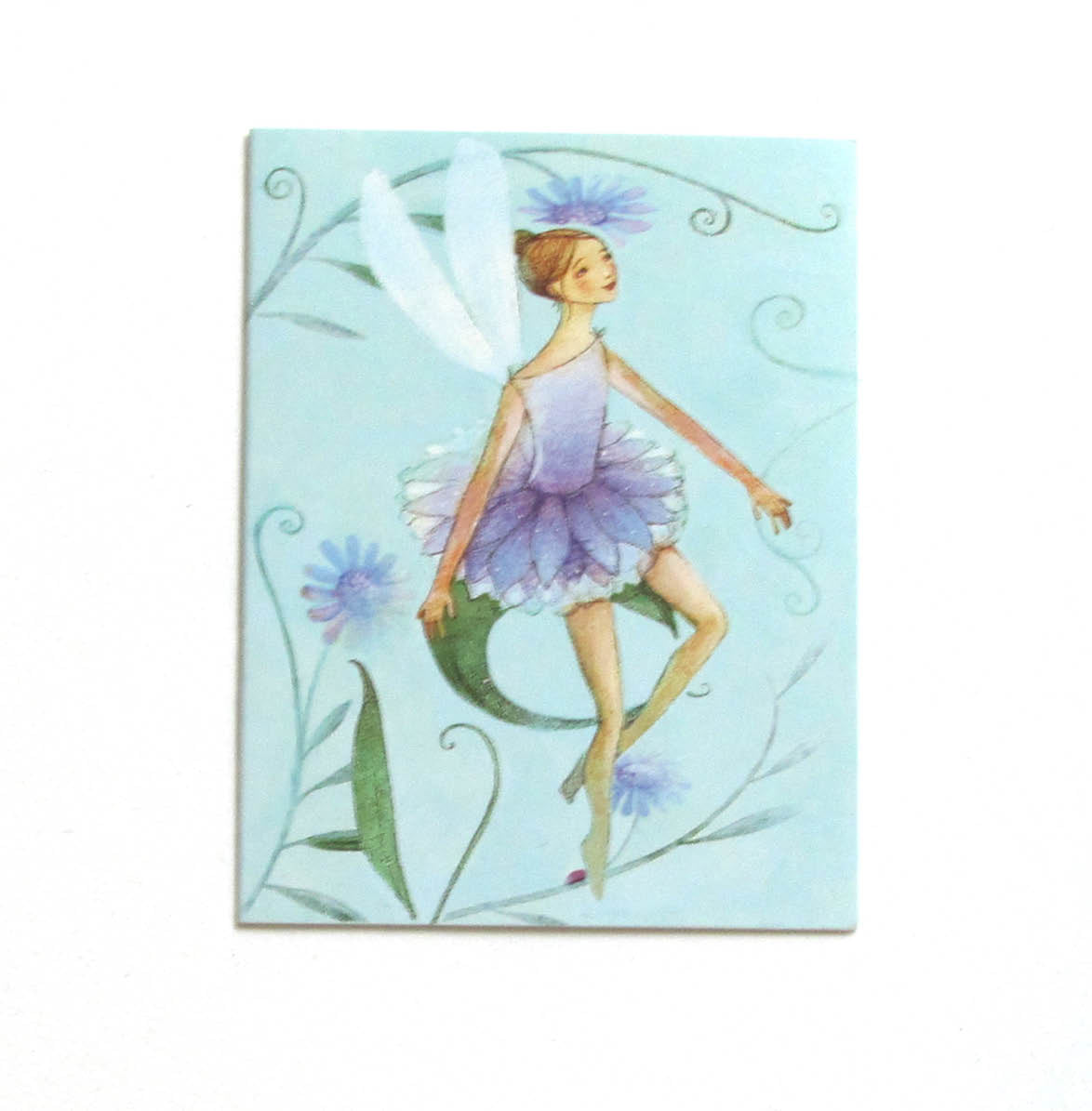 Fairy on Leaf Miniature Greeting Card