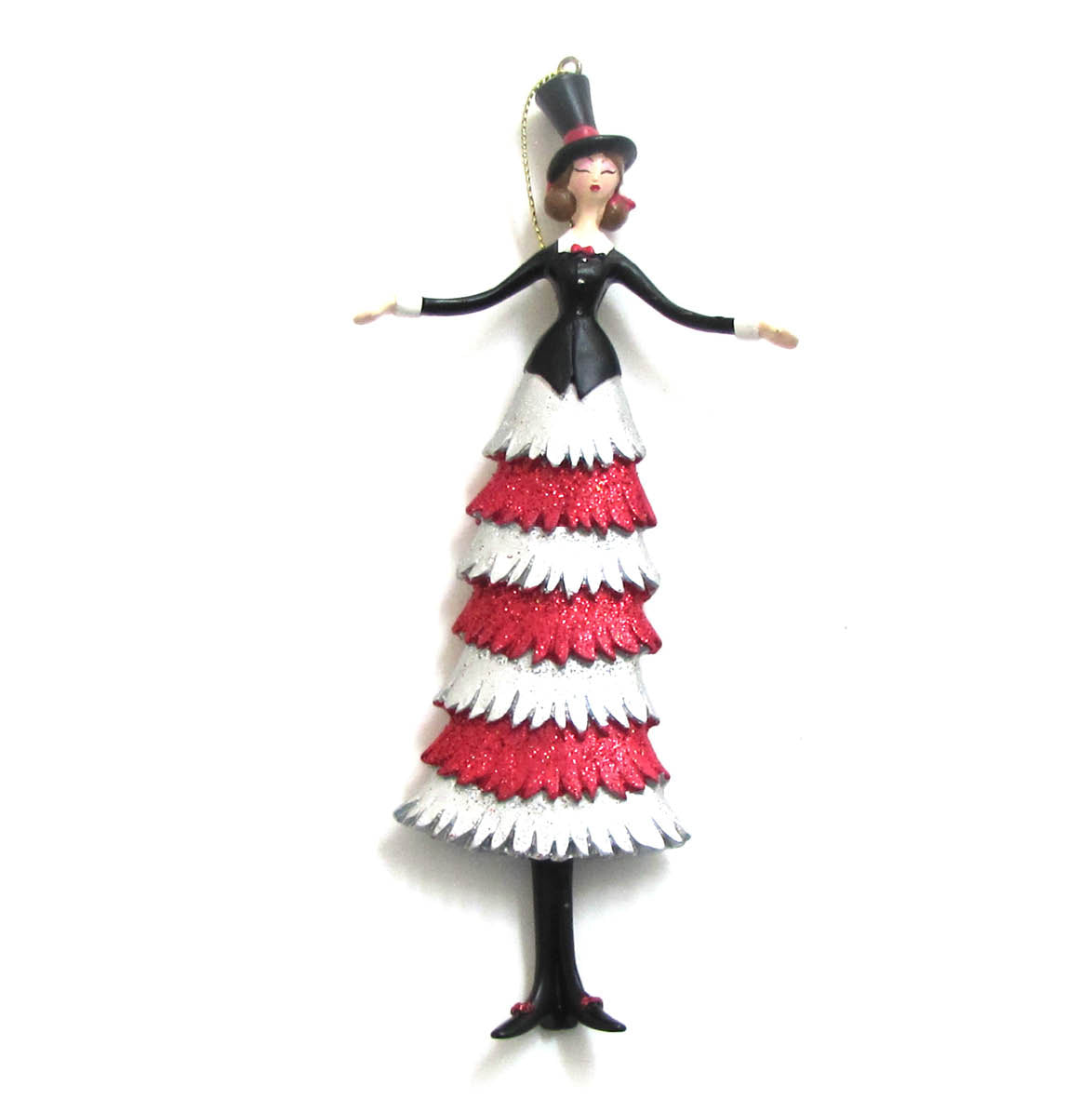 Christmas Masquerade Top Hat Lady Ornament