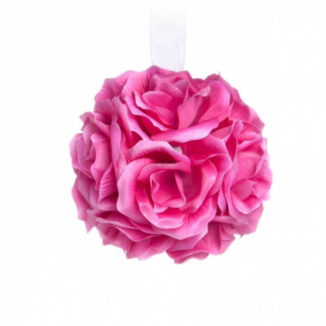 Rose Ball Hot Pink Hanging Decoration