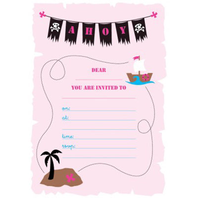 Pirate Party Pink Invitations